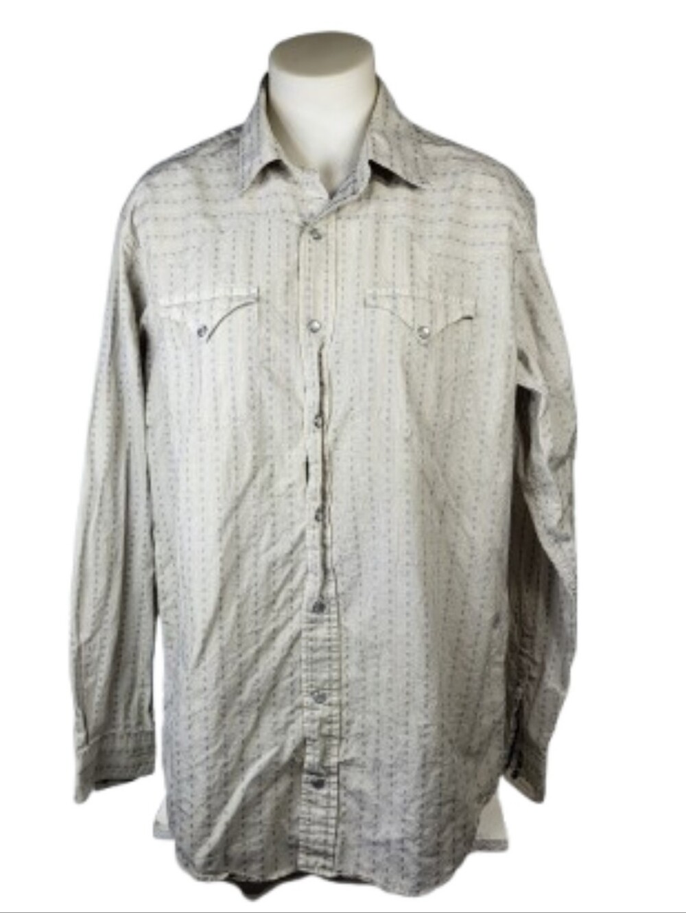 Daniel Cremieux Men's Tan White Long Sleeve Snap Down Shirt Sz Lg